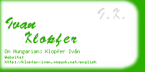 ivan klopfer business card